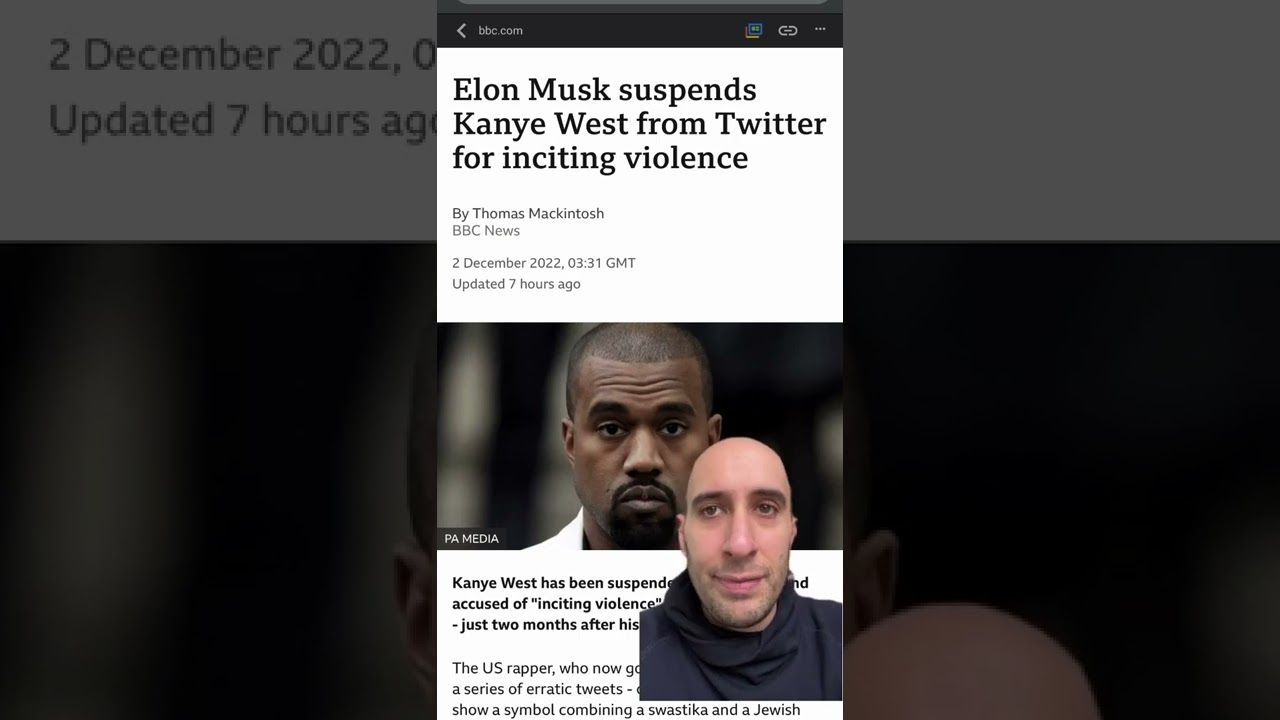Elon Musk suspends Kanye West from Twitter for inciting violence. #elonmusk #kanyewest #twitter