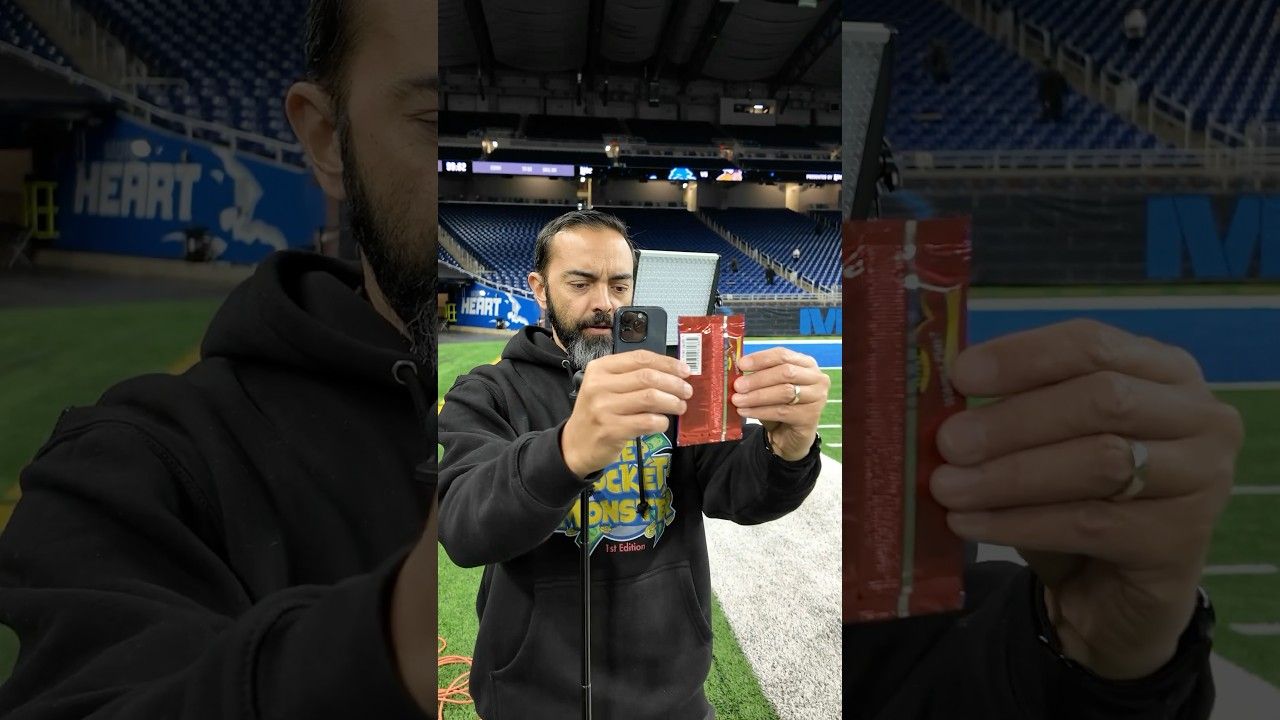 Behind the scenes of my collab with the Detroit Lions to open a pack of #pokemon before the big game